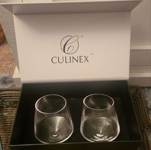 Culinex Crystal Stemless Wine Glasses~2pc Set